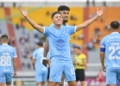 Ramiro Vaca celebra el primer gol de Bolívar