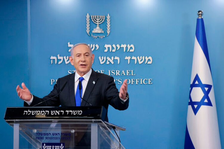 Benjamin Netanyahu durante una rueda de prensa. Foto: AFP