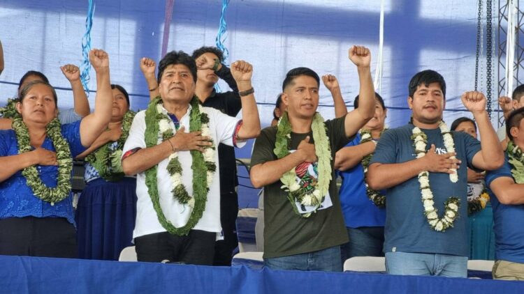 Evo Morales, Andrónico Rodríguez en un evento anterior. Foto: Archivo.