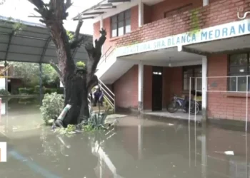 Un colegio de Cochabamba afectado por las lluvias.