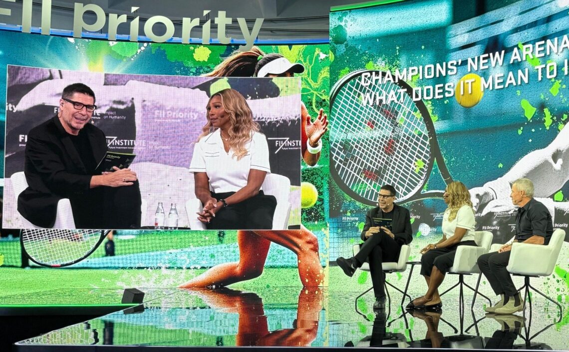 Marcelo Claure, presidente de Bolívar, junto a la extenista Serena Williams y el exciclista Lance Armstrong.