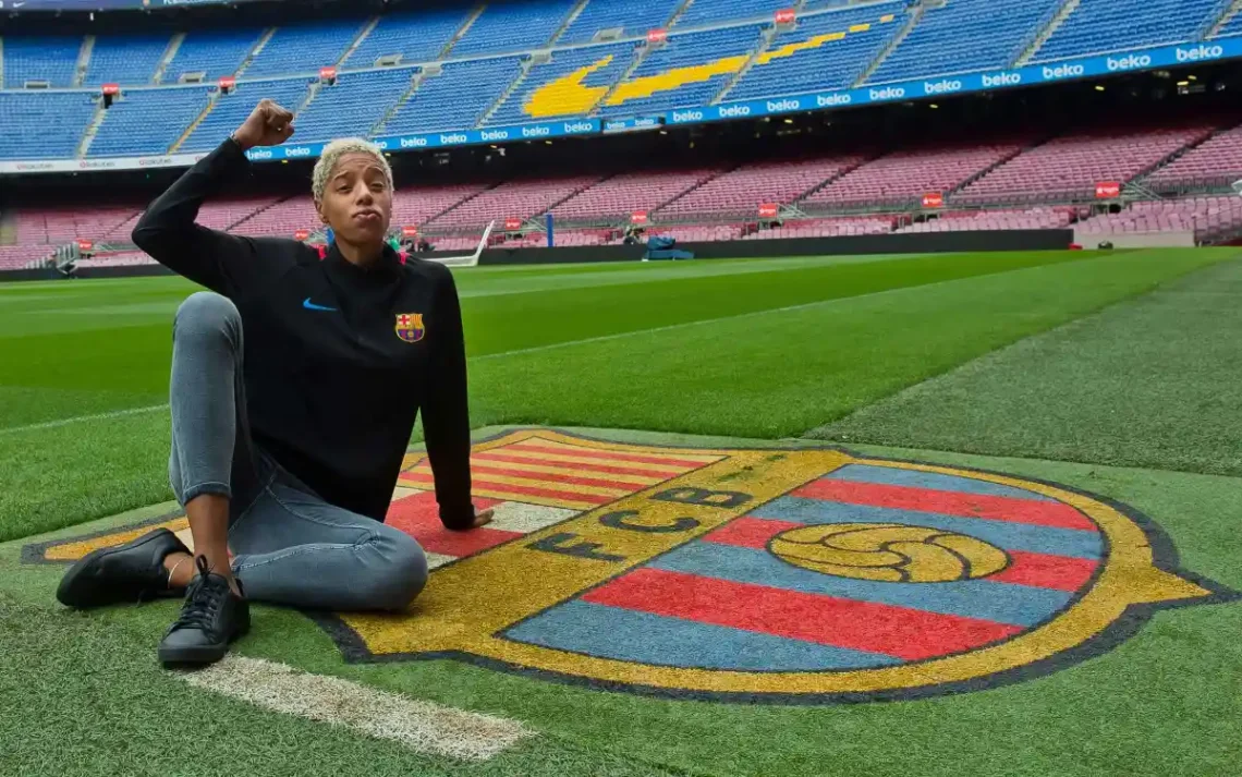 La velocista Yulimar Rojas en el Camp Nou del Barcelona