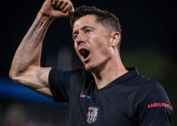 Lewandowski celebra la victoria