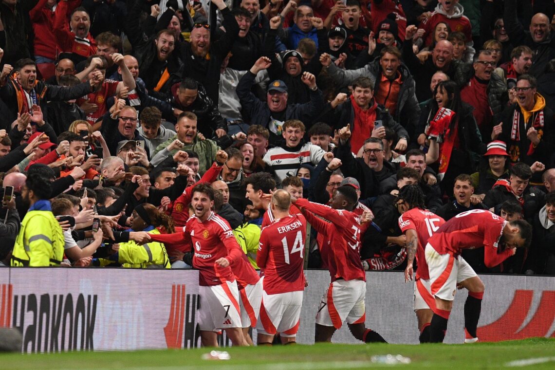 El festejo de los jugadores del United