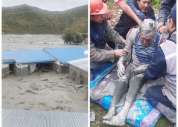 Una mazamorra en Andavique, Llallagua afectó a varias casas; una familia quedó atrapada entre el lodo.