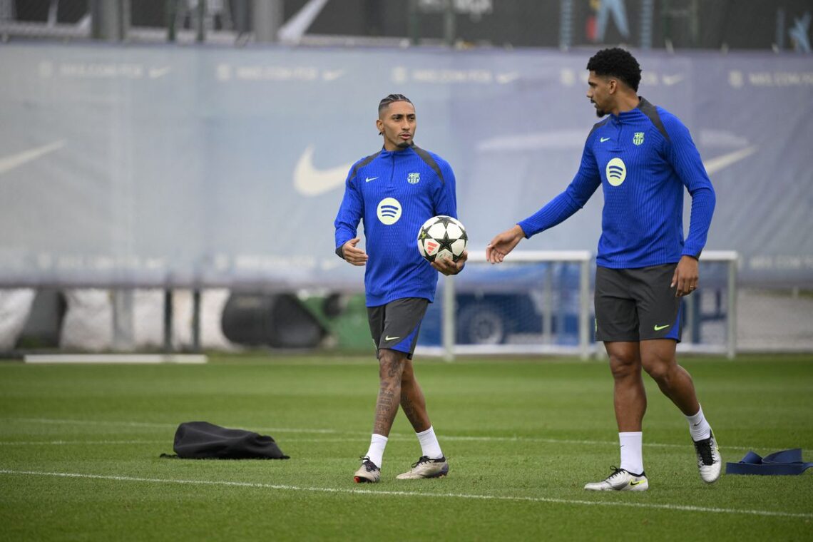 Rapinha y Araújo en una práctica del Barcelona