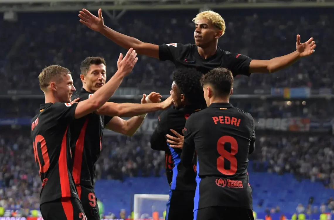 Celebración del primer gol de FC Barcelona (FOTO: AFP)
