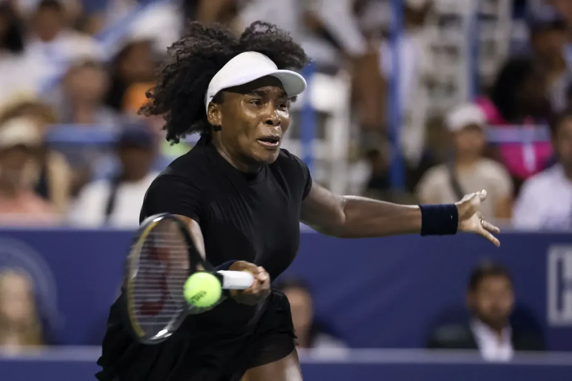 Venus Williams en pleno partido en la capital estadounidense (AFP)