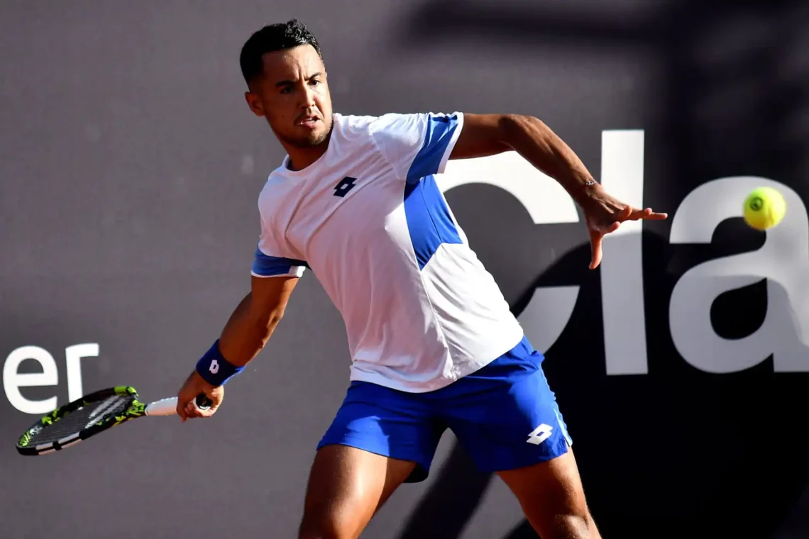 El tenista Hugo Dellien en pleno partido (Hugo Dellien)