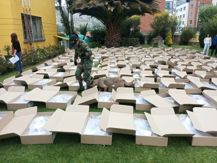 Proceso de armado de las maletas electorales para el exterior.