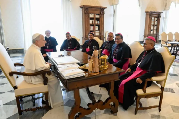 La audiencia privada entre los obispos y el Papa. Foto: CEB.