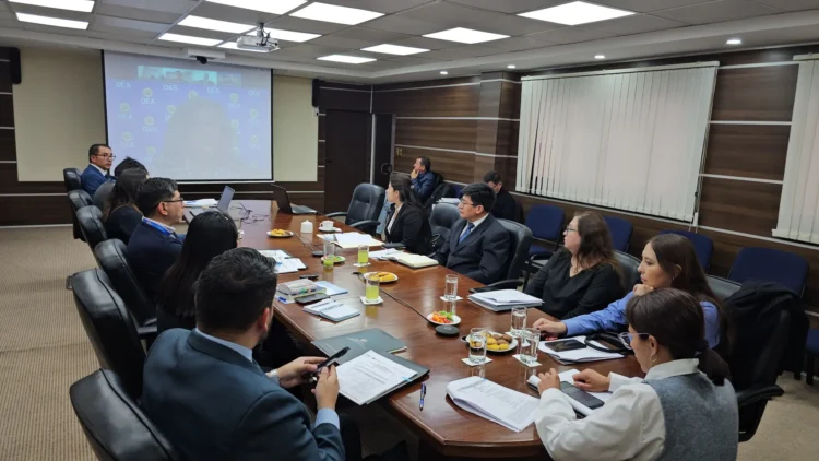 La reunión entre representantes de la OEA y autoridades bolivianas. Foto: Ministerio de Justicia.