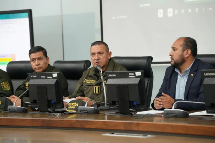 Conferencia de prensa de la Policía Boliviana. FOTO: Policía Boliviana
