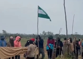El grupo de avasalladores de un predio en Montero/Captura de video