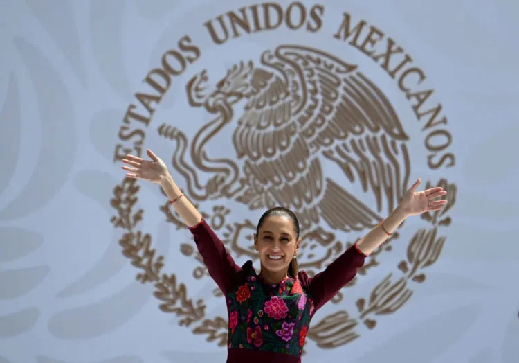 Claudia Sheinbaum tuvo un acto masivo por su primer año en el poder/AFP