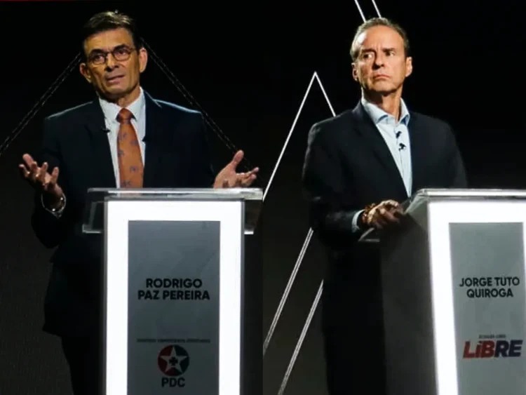 Rodrigo Paz y Jorge Quiroga, en el debate de domingo. Fotos: APG