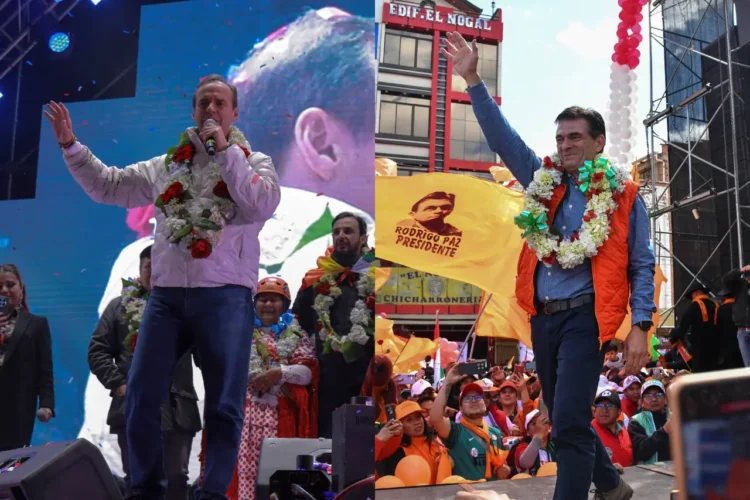 Los candidatos presidenciales Jorge Quiroga (Libre) y Rodrigo Paz (PDC).