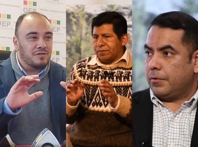 De izquierda a derecha: Gustavo Ávila, Tahuichi Tahuichi Quispe y Francisco Vargas, vocales del TSE.