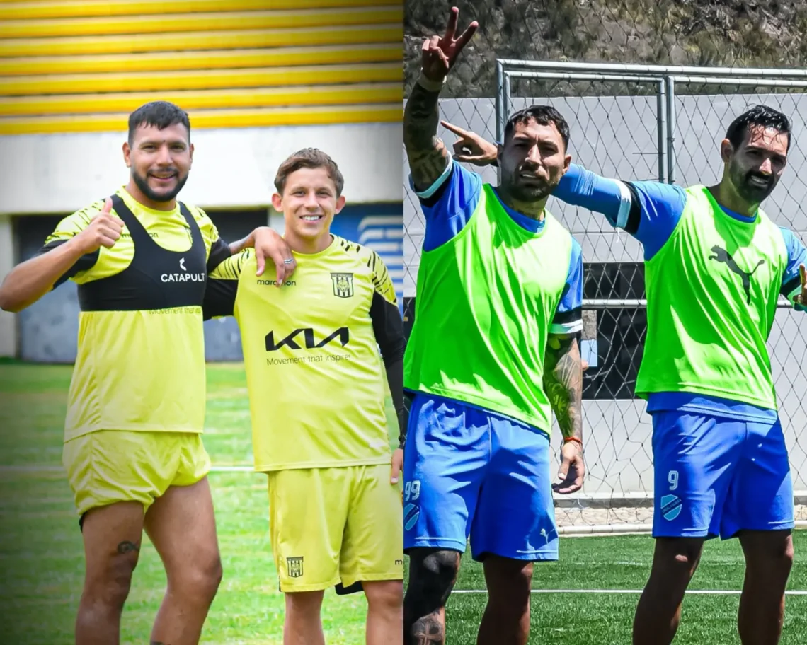 Los atigrados Chávez y Moriceau en Achumani y los académicos Batallini y Cauteruccio en Ananta, en el cierre de los entrenamientos.