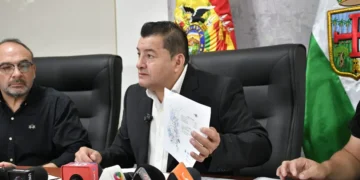 El alcalde cruceño, Jhonny Fernández dio una conferencia de prensa/Alcaldía de Santa Cruz