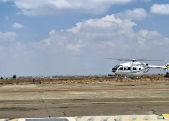 Uno de los helicópteros de la empresa pública. Foto: Esabol.