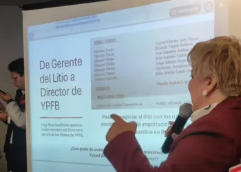 La diputada Patricia Patiño denuncia un cartel de corrupción en YPFB. Foto: Captura Vos Tv.