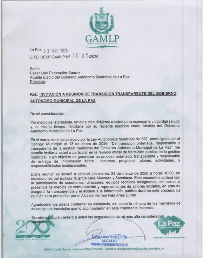 Transición: Arias convoca a Docweiler a una reunión para el martes