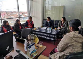 Personal de la Alcaldía de El Alto y una comitida del Despacho de la Primera Dama se reunieron este jueves. FOTO: GAMEA