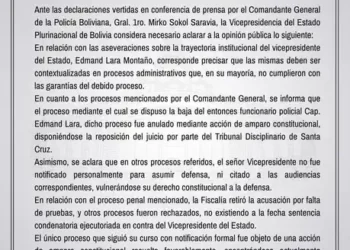 El comunicado publicado por la VIcepresidencia/RRSS
