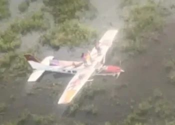 Una avioneta realizó un aterrizaje de emergencia en la ruta Trinidad - Santa Ana. FOTO: RRSS