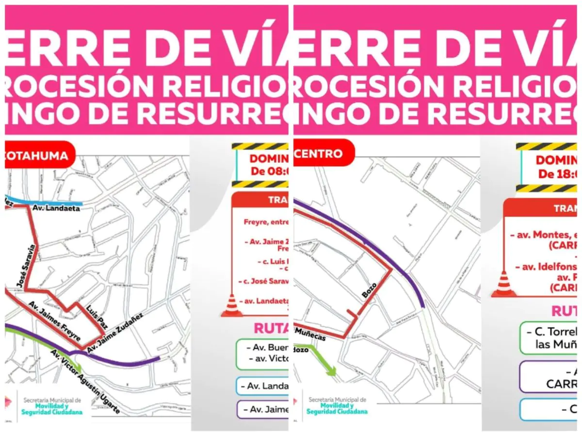 ¡Atención! Vías del Centro y Cotahuma serán cerrados este domingo