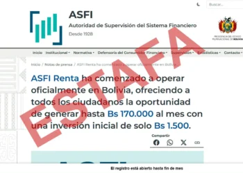 El sitio web de estafa. Foto: ASFI