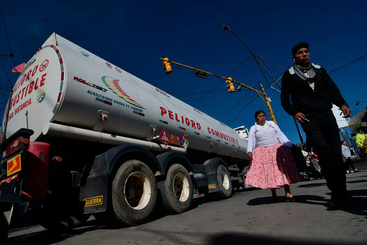 Bloqueo del transprote pesado en la ciudad de El Alto. Foto: APG