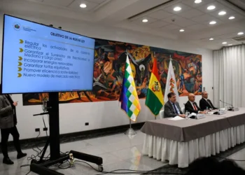 El acto de presenatción de la nueva Ley de Electricidad. Foto: APG