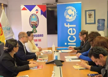 Reunión entre autoridades de la UMSA y Unicef. FOTO: UMSA