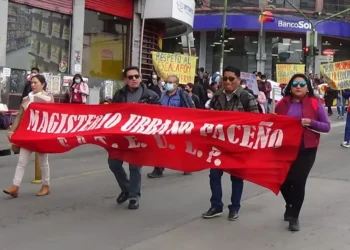 Una marcha del magisterio urbano de La Paz. FOTO: RRSS