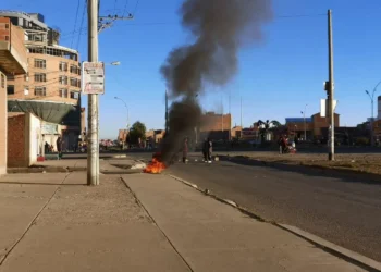 Manifestantes causaron destrozos en el ornato público de El Alto. FOTO: GAMEA