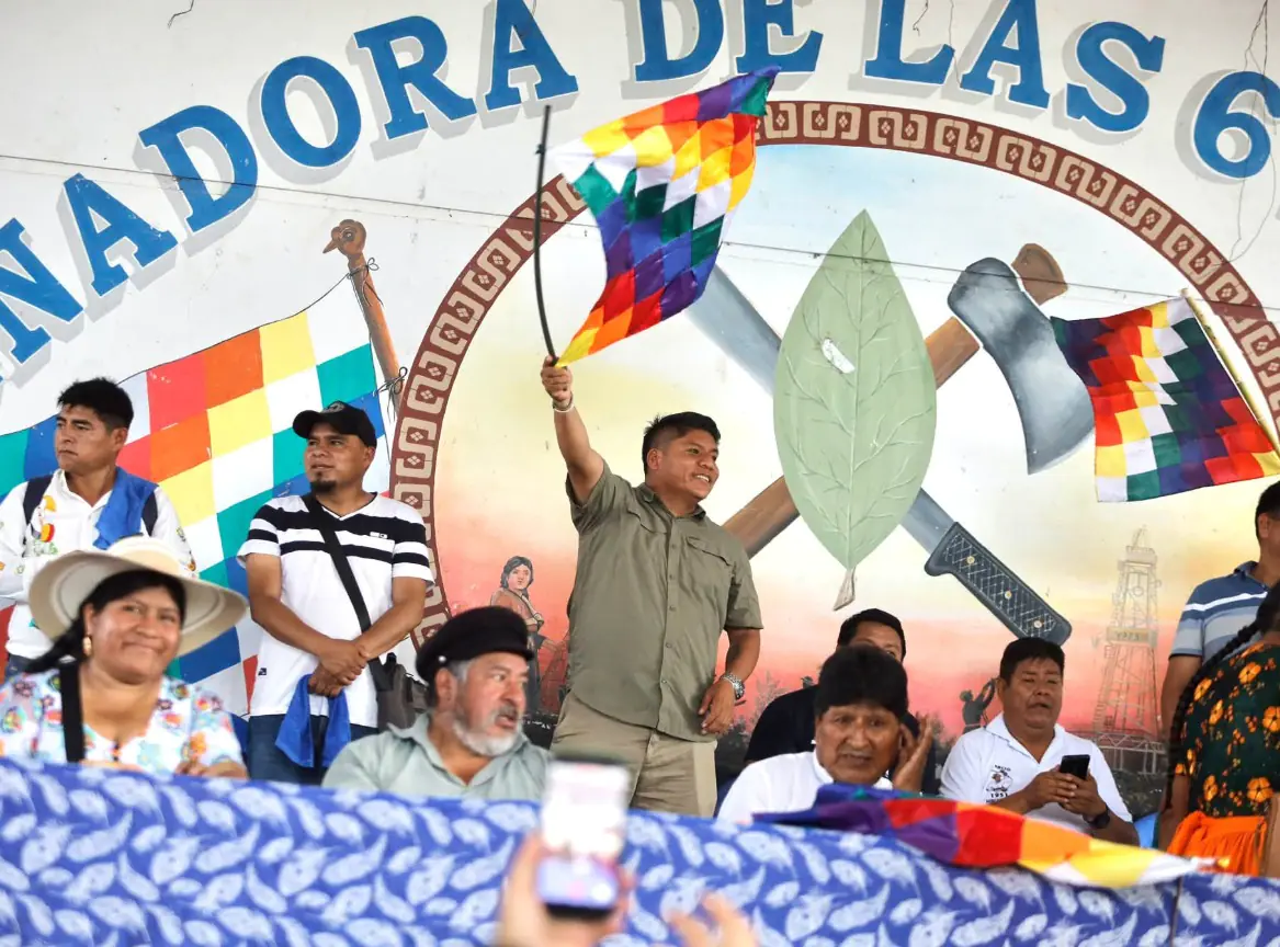 El gobernador de Cochabamba, Leonardo Loza en el ampliado evista.Foto: Leonardo Loza