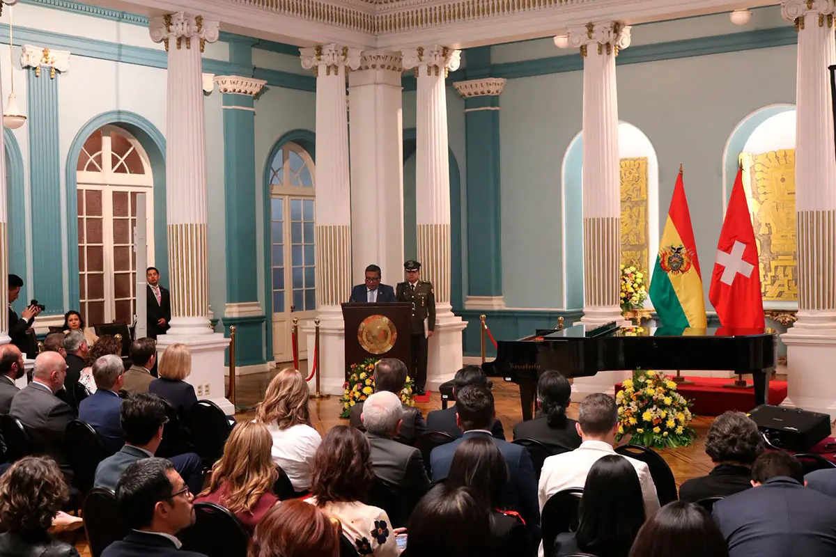 El acto celebrado en la Cancillería boliviana. Foto: Embajada de Suiza
