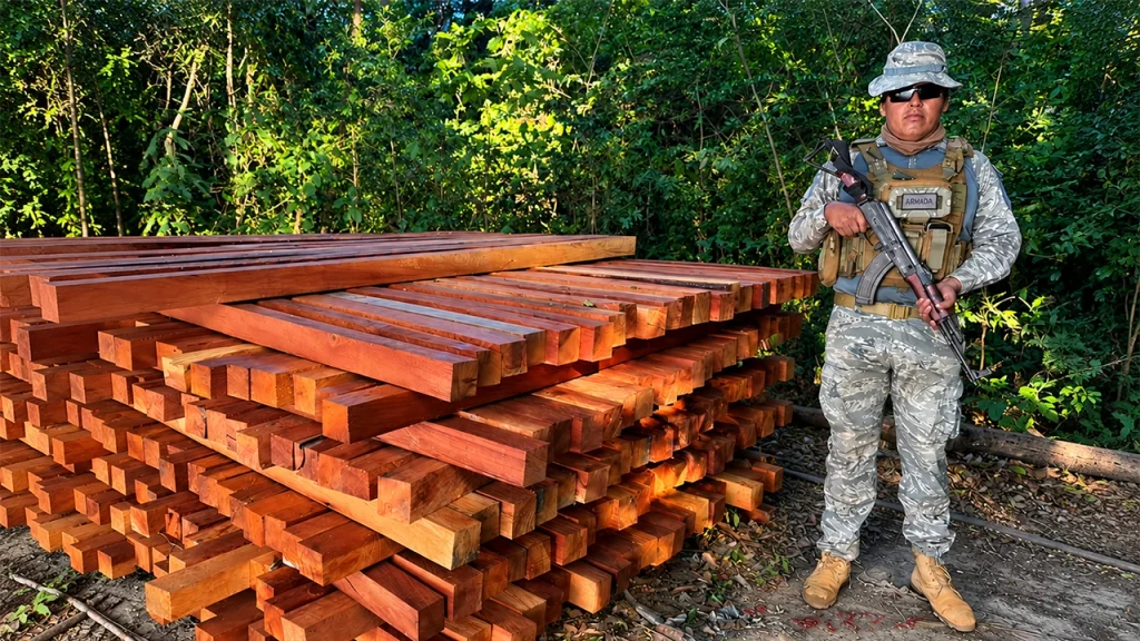 La madera incautada por la Armada/Armada en Acción